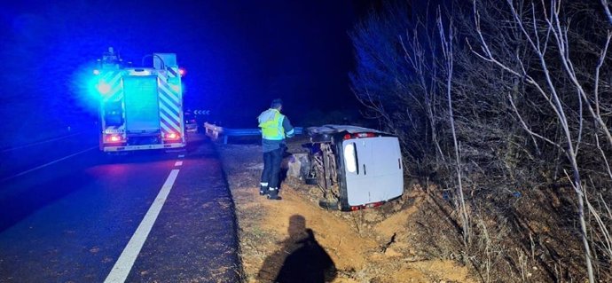 Furgoneta en la que viajaba la víctima, vecino de Cella de 55 años.