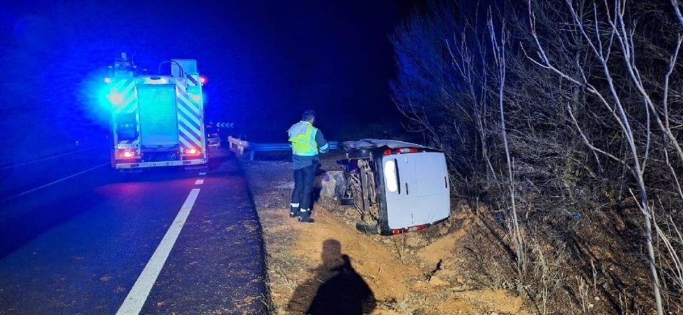 Furgoneta en la que viajaba la víctima, vecino de Cella de 55 años.