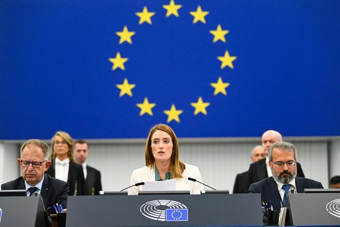 Archivo - La presidenta del Parlamento Europeo, Roberta Metsola