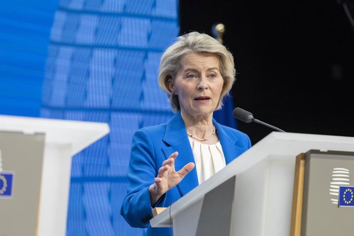 December 19, 2025, Brussels, Brussels, Belgium: From left to right, Mette Frederiksen, Antonio Costa and Ursula von der Leyen (President of the European Council, European Commission and European Parliament respectively) held a joint press conference overn