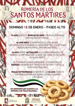 Cartel de la romería de los Santos Mártires, que se celebra este domingo en Cáceres
