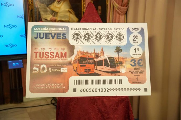 Décimo de la Lotería Nacional dedicado al 50 aniversario de Tussam.