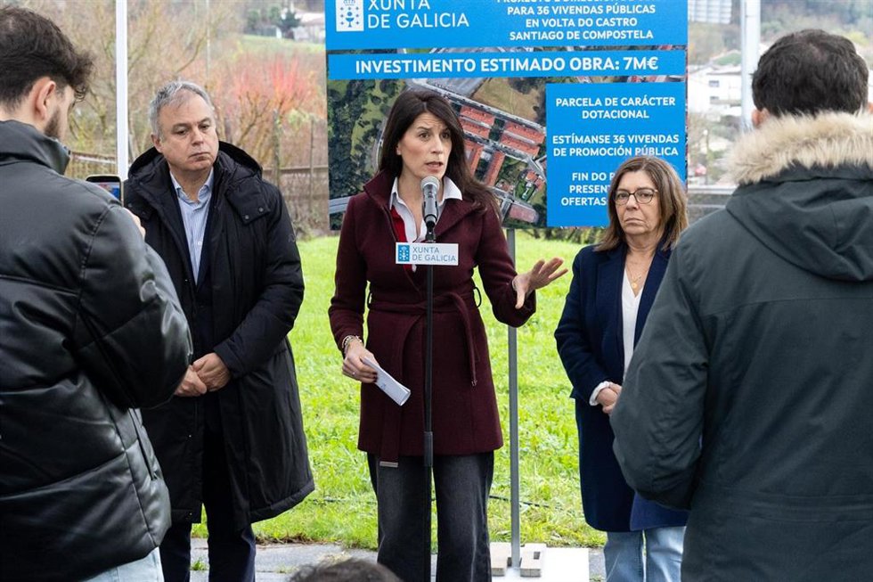 La conselleira de Vivenda e Planificación de Infraestruturas, María M. Allegue, durante un acto en Santiago de Compostela.