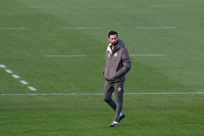 Alvaro Arbeloa during the training day of Real Madrid ahead the Spanish Cup, Copa del Rey, football match against Albacete Balompie at Ciudad Deportiva Real Madrid on January 13, 2026, in Valdebebas, Madrid, Spain.