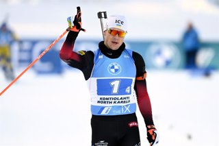 Archivo - 04 March 2022, Finland, Kontiolahti: Norway's Sivert Guttorm Bakken competes in the men's 4x7,5 km relay competition during the Biathlon World Cup in Kontiolahti. Photo: Vesa Moilanen/Lehtikuva/dpa