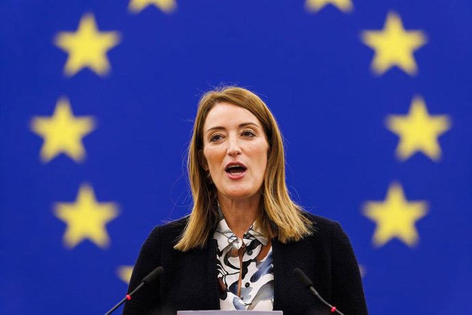 Archivo - La presidenta del Parlamento Europeo, Roberta Metsola