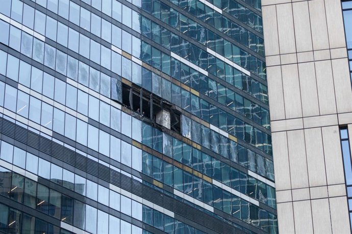 Archivo - Arquivo - Imagem de arquivo dos danos causados por um drone em Moscou