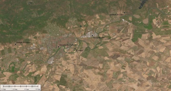 La posible ubicación de Madinat al Zāhira en el extremo este de Córdoba.