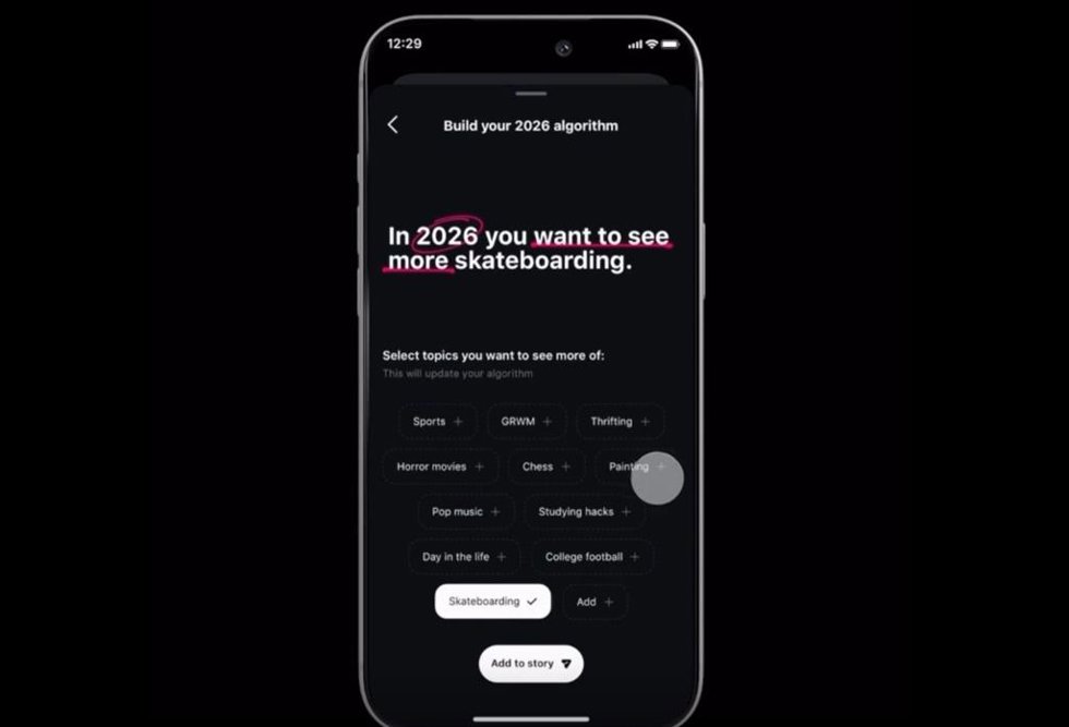 Configuración de personalización del algoritmo en 'Reels' de Instagram.