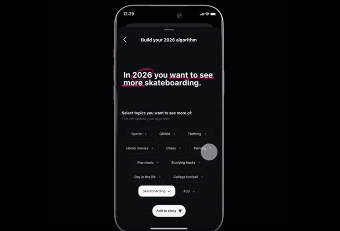 Configuração de personalização do algoritmo no Instagram Reels.