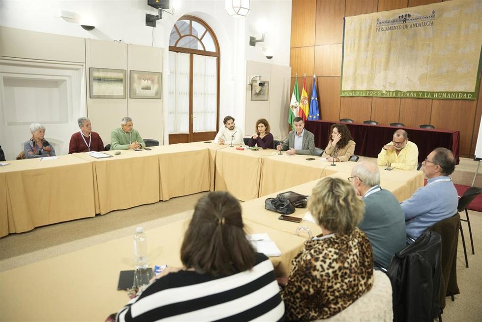 El coordinador federal de Izquierda Unida (IU), en su condición de candidato de la coalición Por Andalucía a la Presidencia de la Junta en las próximas elecciones, Antonio Maíllo (3i), mantiene un encuentro sobre sanidad en el Parlamento andaluz. A 14 d