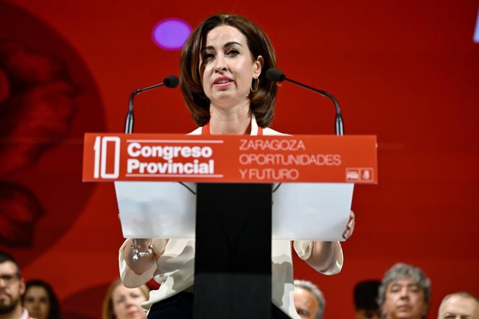 Archivo - La secretaria general del PSOE de Zaragoza, Teresa Ladrero, interviene durante la clausura del 10º Congreso Provincial del PSOE Zaragoza, en la Ciudad Escolar Pignatelli, el 28 de junio de 2025.