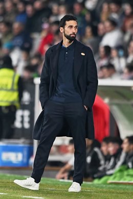Alvaro Arbeloa of Real Madrid looks on during the Spanish Cup, Copa del Rey, Round of 16 football match between Albacete Balompie and Real Madrid at Estadio Carlos Belmonte on January 14, 2026 in Albacete, Spain