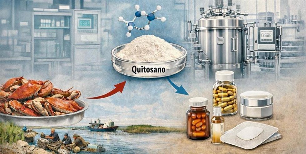 Imagen de recurso del estudio que permite reutilizar cáscaras de cangrejo en productos orientados al bienestar de las mujeres.