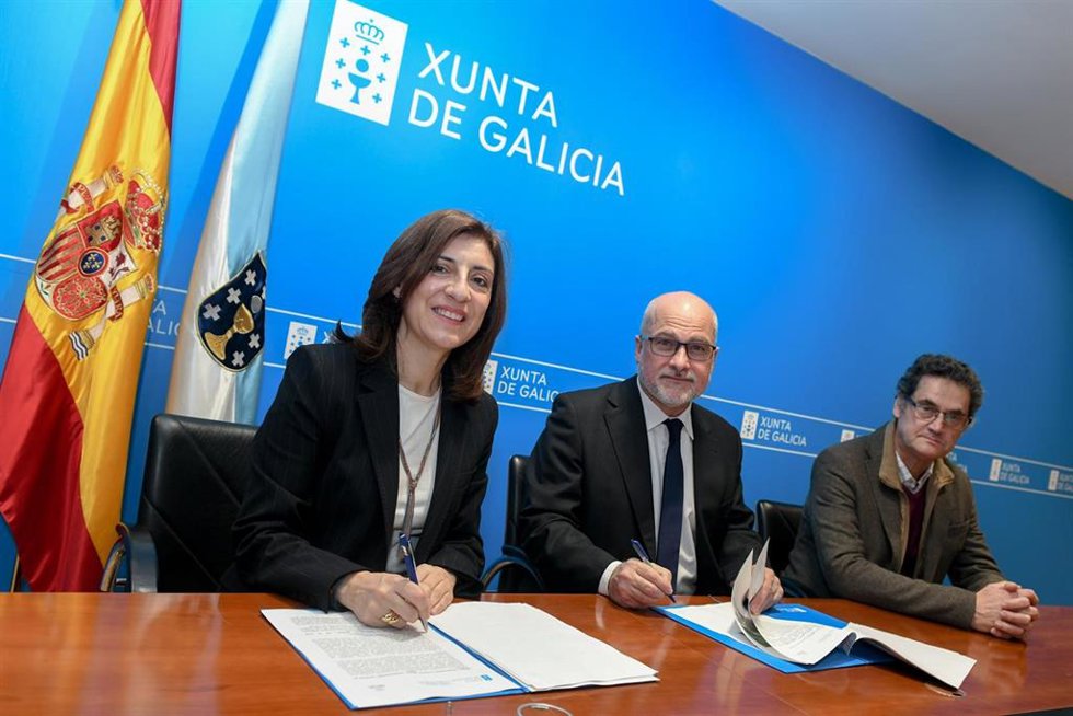 La conselleira do Medio Ambiente, Ángeles Vázquez, firma un convenio con la Fundación Reina Sofía, a 15 de enero de 2026.