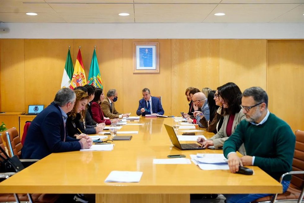 Junta de gobierno de la Diputación, presidida por el presidente, Javier Fernández.