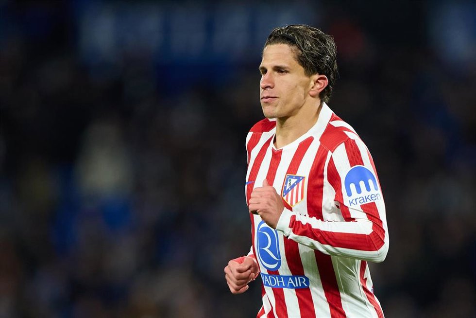 El atacante argentino del Atlético de Madrid Giuliano Simeone, durante un partido de LaLiga EA Sports.