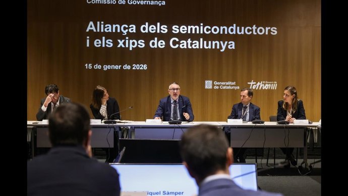 Imagen de la comisión de gobernanza de l'Aliança dels Semiconductors i els Xips de Catalunya celebrada este jueves.