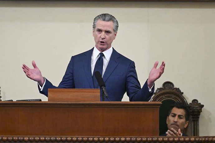 11 de janeiro de 2026: O governador Gavin Newsom faz seu último discurso sobre o estado do estado como governador no Capitólio da Califórnia, em Sacramento, Califórnia, em 8 de janeiro de 2026.