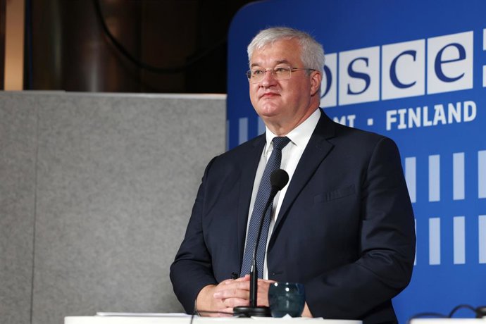 Archivo - Arquivo - O ministro das Relações Exteriores da Ucrânia, Andri Sibiga, durante uma coletiva de imprensa na capital da Finlândia, Helsinque, em julho de 2025 (arquivo)