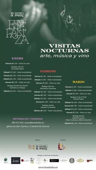 Cartel promocional de las visitas nocturas a la exposición de Las Edades del Hombre que se celebran en Zamora