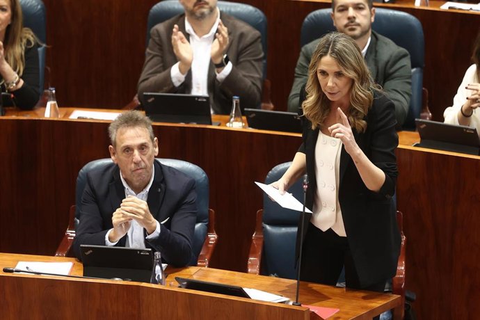 Archivo - La portavoz del PSOE en la Asamblea, Mar Espinar, interviene durante una sesión plenaria en la Asamblea de Madrid