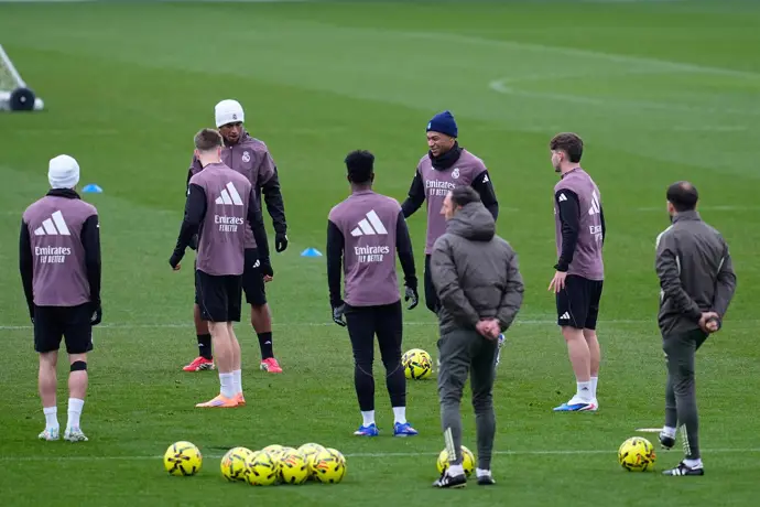 Kylian Mbappé en un entrenamiento