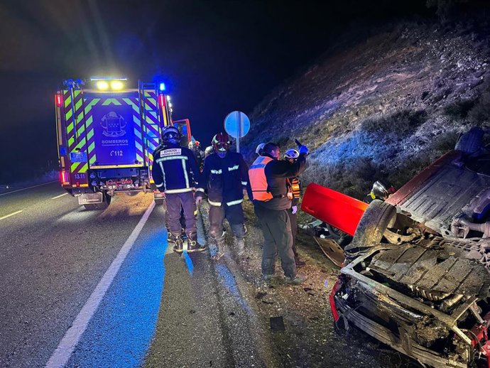 Accidente de tráfico en el kilómetro 5 de la M-608, en el término municipal de Guadalix de la Sierra