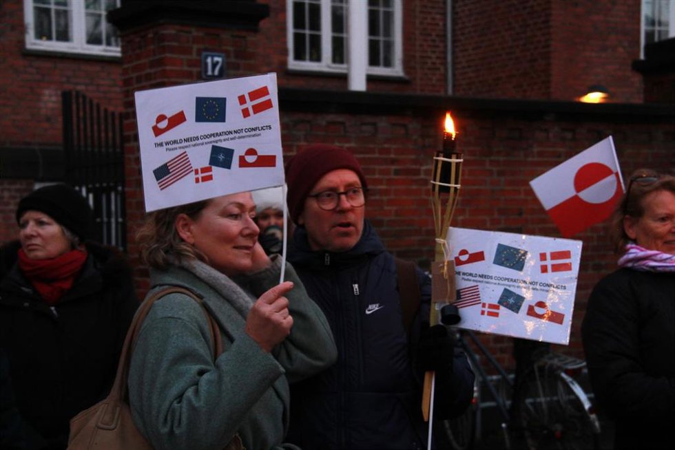 Manifestación contra el expansionismo de Estados Unidos en Groenlandia, en Copenhague
