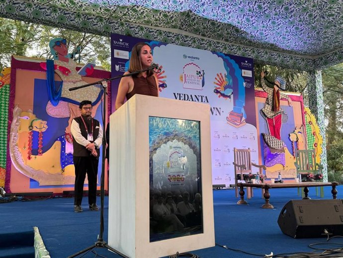 La concejala de Turismo, Eventos y Marca Ciudad, Blanca Jiménez, interviene en el Jaipur Literture Festival 2026.