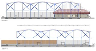 Plano de la cubierta de las pistas de tenis Rosa Colorado de Salamanca.