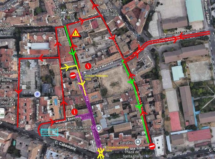 Esquema de la circulación mientras duren las obras.