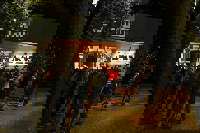 Imagen del polideportivo de Adamuz (Córdoba) tras el accidente ferroviario. 