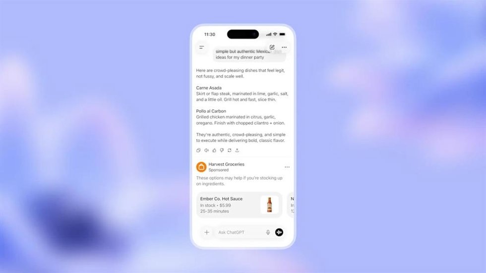 Así quedarán los anuncios en ChatGPT.