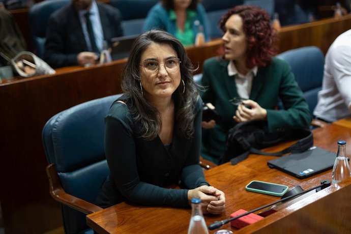 Archivo - La portavoz de Más Madrid en la Asamblea de Madrid, Manuela Bergerot, durante un pleno en la Asamblea de Madrid