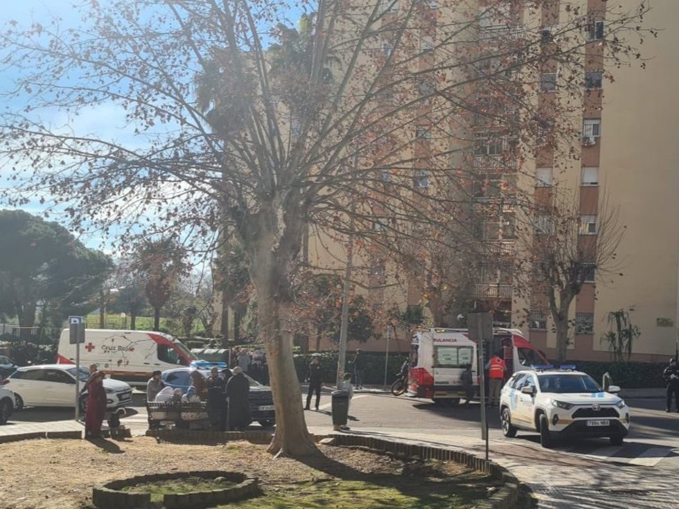 Bloque de viviendas de Badajoz afectado por el incencio.