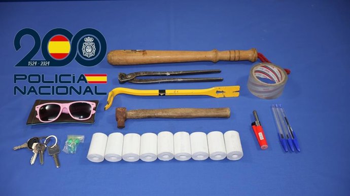 Objetos intervenidos a los varones detenidos por delitos contra la propiedad.