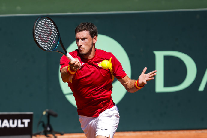 Pablo Carreno of Spain in action during their men’s singles tennis match go 2025 David Cup Qualifiers Second Round between Spain and Denmark at Club Tennis Puente Romano on September 13, 2025, in Malaga, Spain.