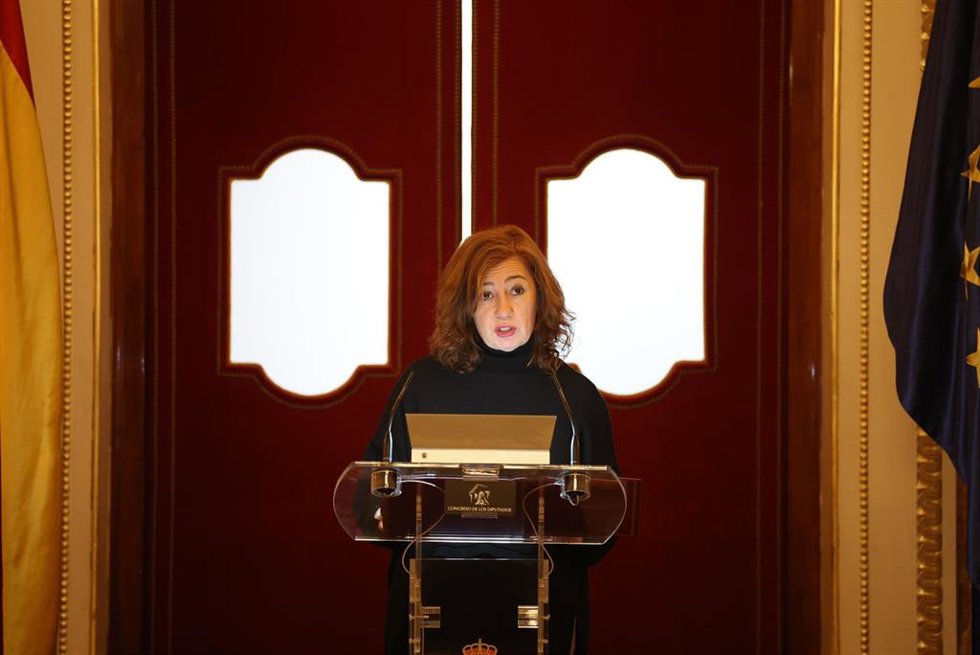 Archivo - La presidenta del Congreso, Francina Armengol, interviene durante un acto conmemorativo por el Día Internacional de la eliminación de la violencia contra la mujer, en el Congreso de los Diputados, a 25 de noviembre de 2025, en Madrid (España).