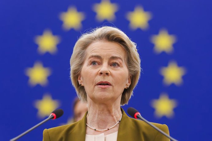 Archivo - 22 January 2025, France, Strasbourg: European Commission President Ursula von der Leyen speaks during a debate as part of a plenary session at the European Parliament. Photo: Philipp von Ditfurth/dpa