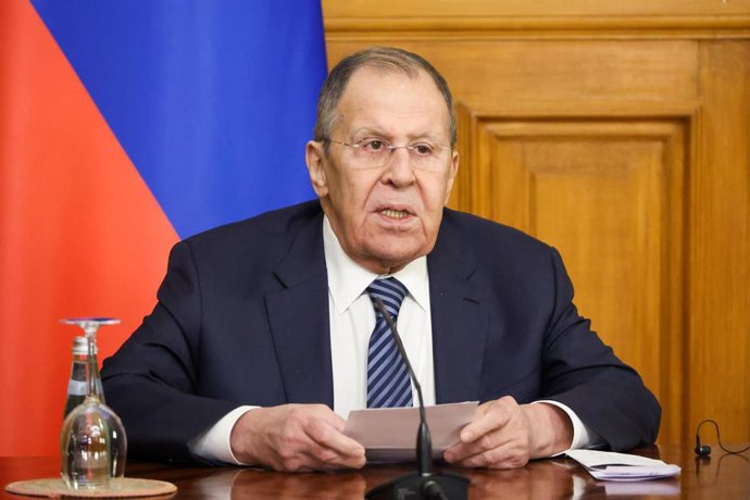 El ministro de Exteriores ruso, Sergei Lavrov, ofrece una rueda de prensa en Moscú.