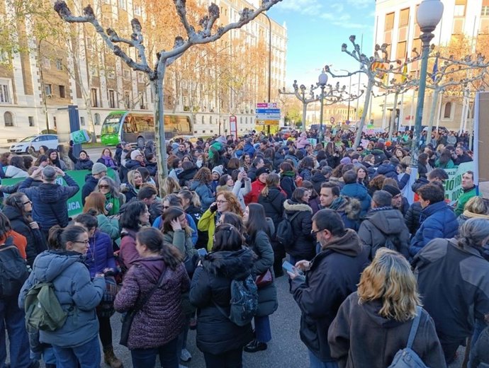 Manifestación por la huelga educativa convocada por CGT en Aragón.