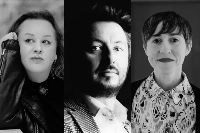 Alana S. Portero, Antonio Lucas y Elena Medel en el Teatro de La Abadía