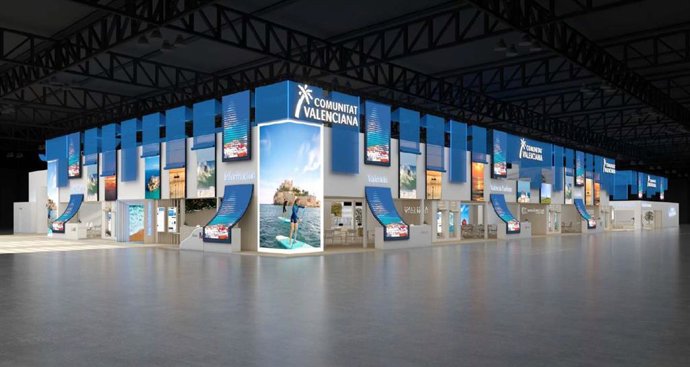 Render del stand de la Comunitat Valenciana para Fitur