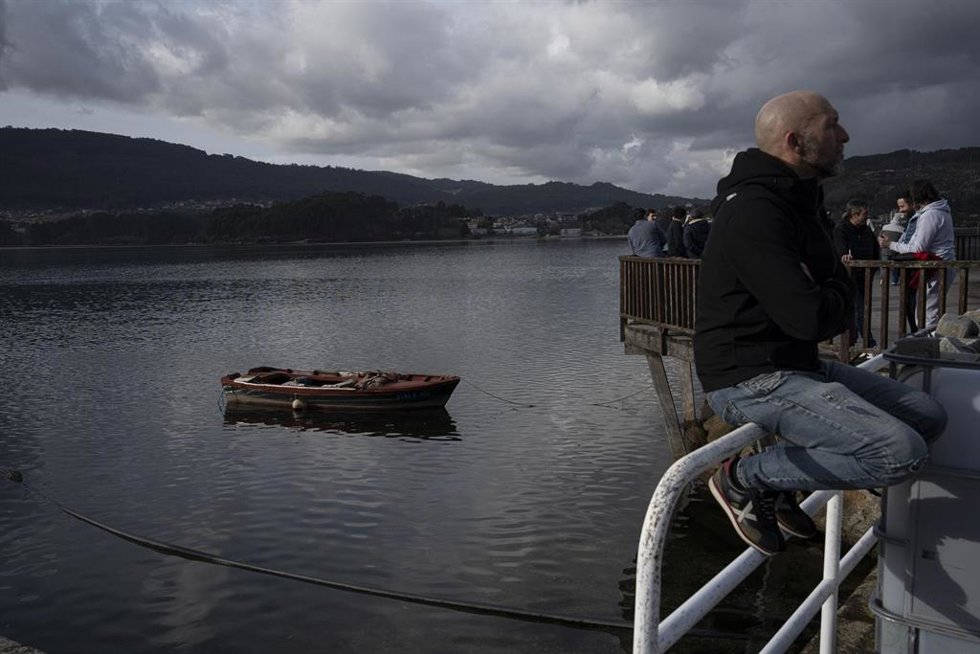Paro de la flota pesquera de bajura, frente a la Federación Provincial de Cofradías de Pontevedra en Arcade, a 19 de enero de 2026, en Vigo, Pontevedra, Galicia (España). La flota de pesca de bajura comienza un paro indefinido para protestar contra la n