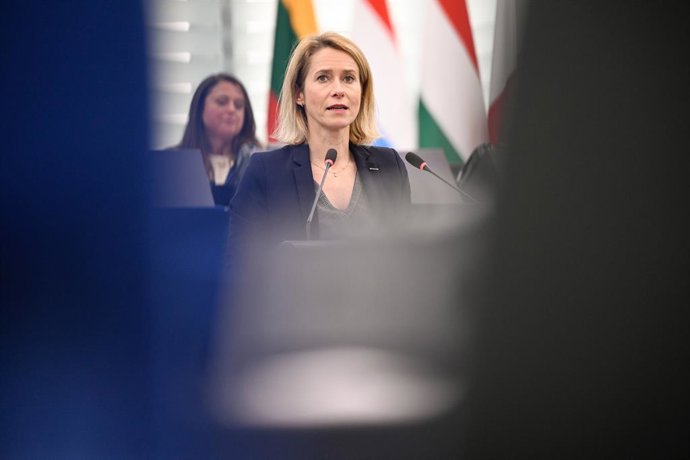 A Alta Representante da União Europeia para os Negócios Estrangeiros, Kaja Kallas, no Parlamento Europeu.