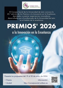 Cartel de los XXV Premios a la Innovación en la Enseñanza del Consejo Social de la ULE.