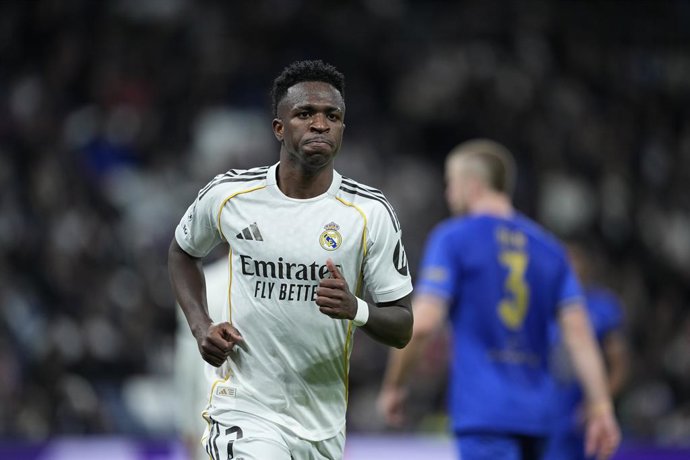 Vinicius Junior of Real Madrid CF in action during UEFA Champions League 2025/26 League Phase MD7 football match played between Real Madrid and AS Monaco at Bernabeu stadium on January 20, 2026, in Madrid, Spain.