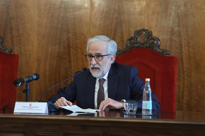 Archivo - El presidente del Tribunal Superior de Justicia de las Islas Baleares, Carlos Gómez, durante la inauguración de las XX Jornadas de presidentes y presidentas de Tribunales Superiores de Justicia de España, en el Palacio de Justicia, a 4 de marzo 