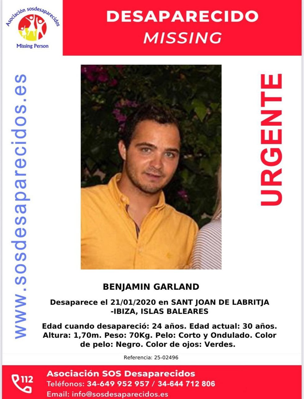 Se cumplen seis años de la desaparición en Sant Joan (Ibiza) de Benjamin Garland